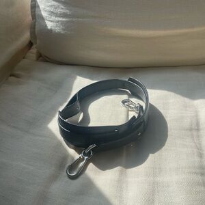 Authentic Loewe Black Leather Strap with Silver Hardware